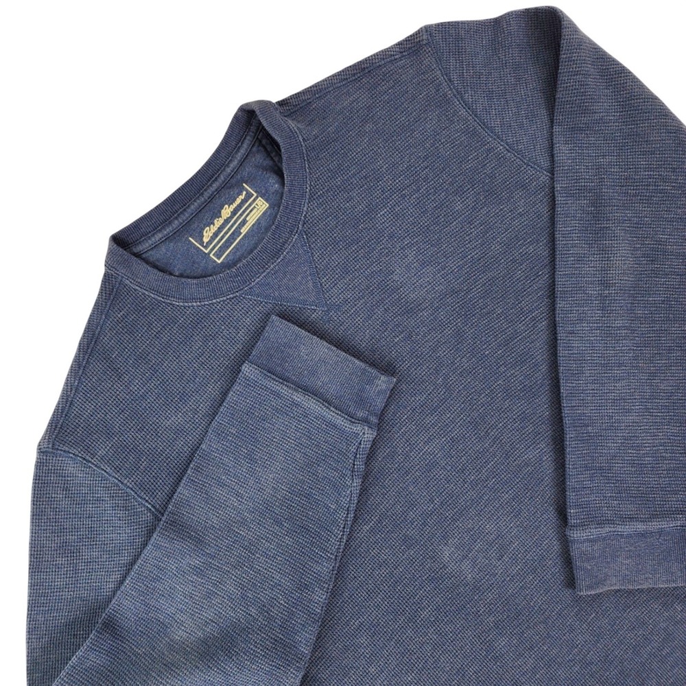 Eddie Bauer Thermal Crew Shirt Mens Large Blue Regular Fit Cotton Blend
